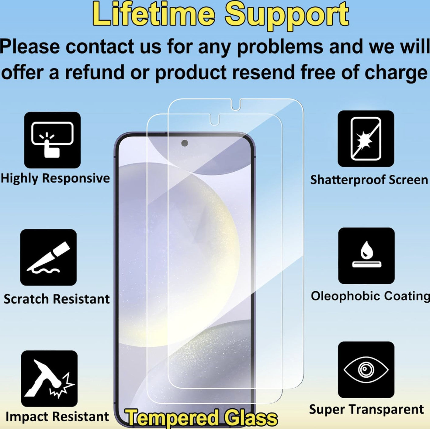 Screen Protector For Samsung A15 a25 A35 A05 A05s 5g Tempered Glass Cover