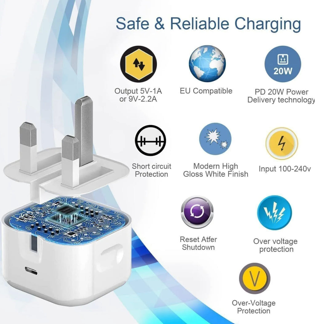 For Iphone 13 14 12 11 XR X XS Fast Charging 20W USB-C Plug Charging Cable