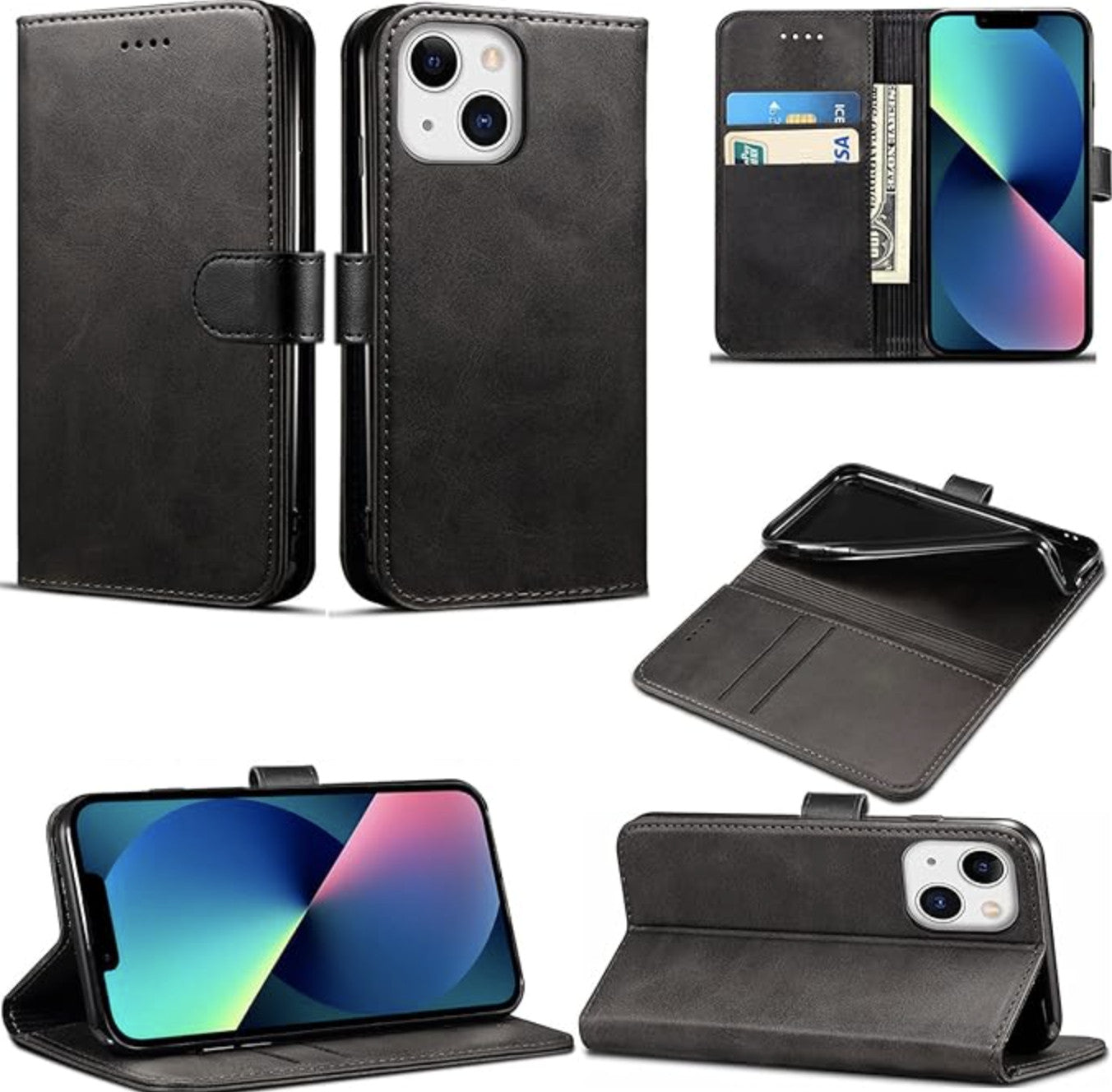 For Iphone 7 8 XS XR 11 12 13  14 15 16 17 PRO MAX Leather Wallet Book Case