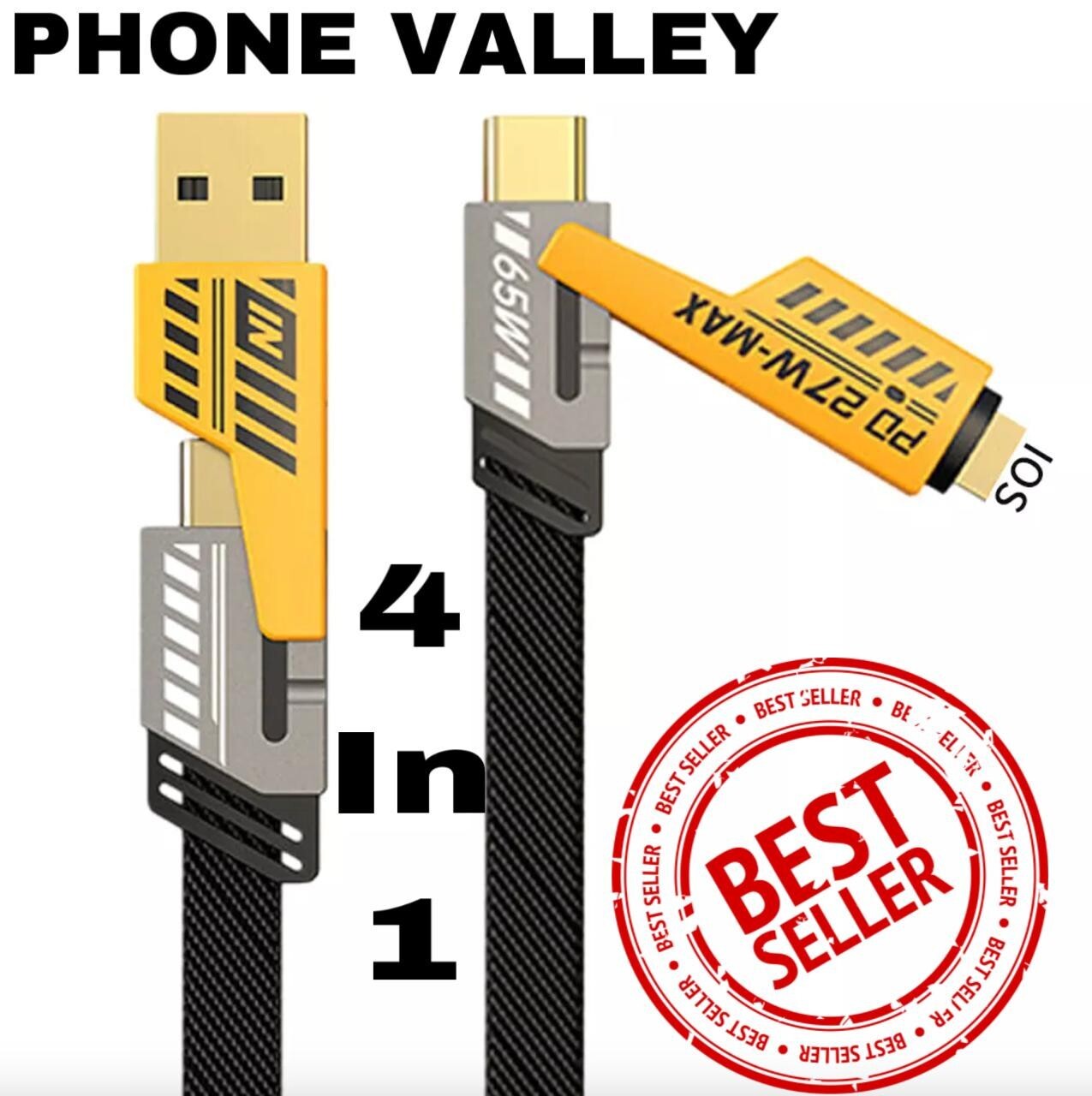 4 IN 1 USB FAST CHARGING CABLE DUAL TYPE C PD 27W 65W CHARGER DATA CORD FO IOS